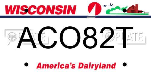 ACO82T Wisconsin License Plate