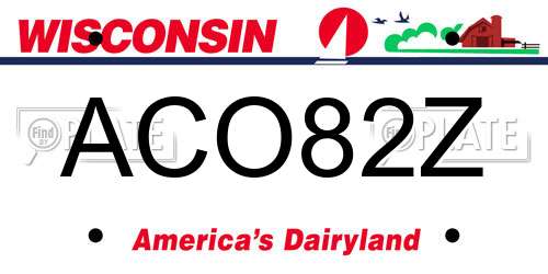 ACO82Z Wisconsin License Plate