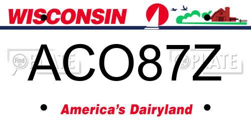 ACO87Z Wisconsin License Plate