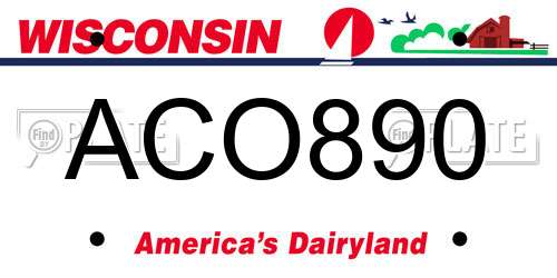 ACO890 Wisconsin License Plate