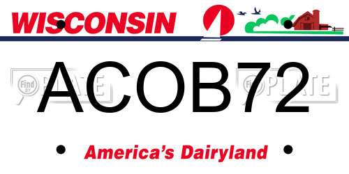 ACOB72 Wisconsin License Plate