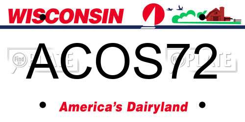 ACOS72 Wisconsin License Plate