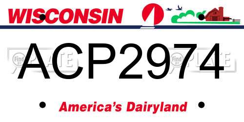 ACP2974 Wisconsin License Plate