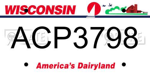 ACP3798 Wisconsin License Plate