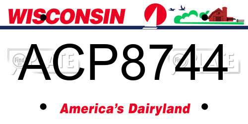 ACP8744 Wisconsin License Plate