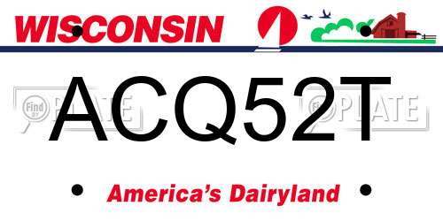 ACQ52T Wisconsin License Plate