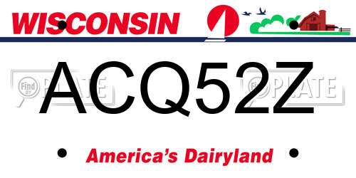 ACQ52Z Wisconsin License Plate