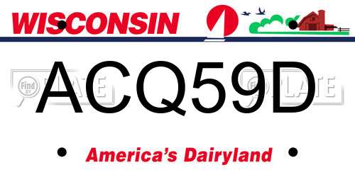ACQ59D Wisconsin License Plate