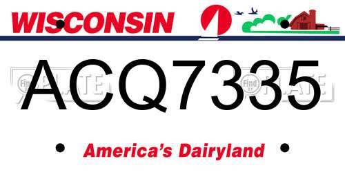 ACQ7335 Wisconsin License Plate