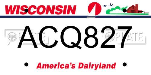 ACQ827 Wisconsin License Plate