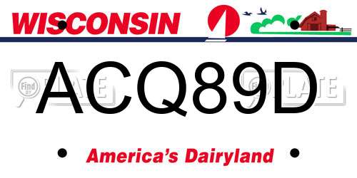 ACQ89D Wisconsin License Plate