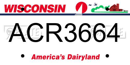 ACR3664 Wisconsin License Plate