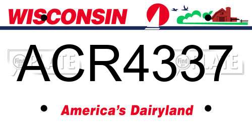 ACR4337 Wisconsin License Plate