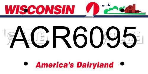 ACR6095 Wisconsin License Plate