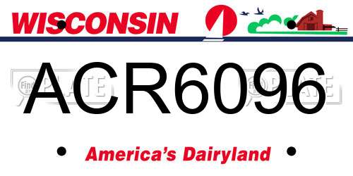 ACR6096 Wisconsin License Plate