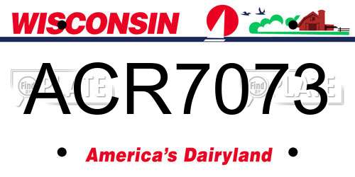 ACR7073 Wisconsin License Plate