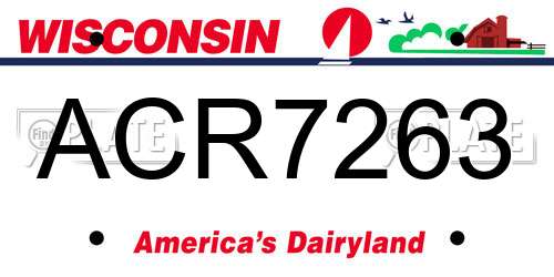 ACR7263 Wisconsin License Plate