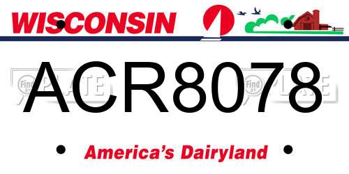 ACR8078 Wisconsin License Plate