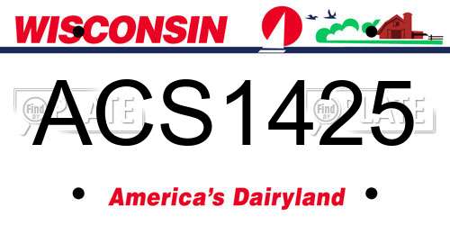 ACS1425 Wisconsin License Plate