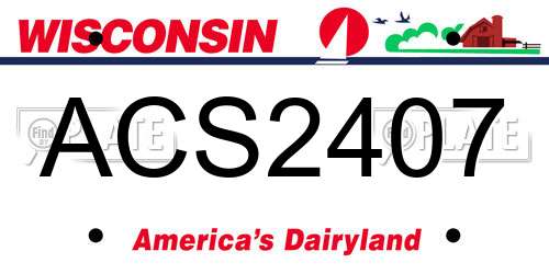 ACS2407 Wisconsin License Plate