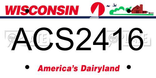 ACS2416 Wisconsin License Plate