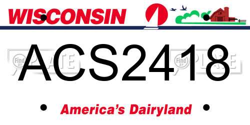 ACS2418 Wisconsin License Plate