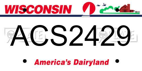 ACS2429 Wisconsin License Plate