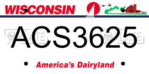 ACS3625 Wisconsin License Plate