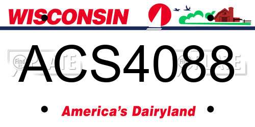 ACS4088 Wisconsin License Plate