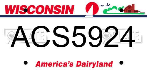 ACS5924 Wisconsin License Plate