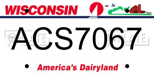 ACS7067 Wisconsin License Plate