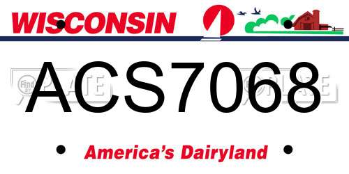 ACS7068 Wisconsin License Plate