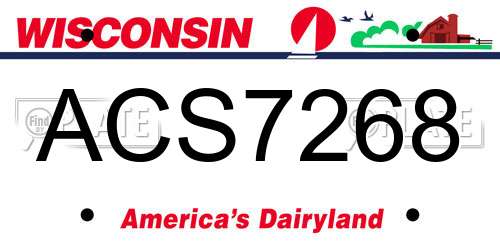 ACS7268 Wisconsin License Plate