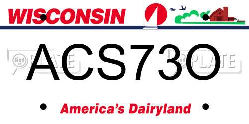 ACS73O Wisconsin License Plate