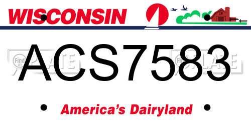 ACS7583 Wisconsin License Plate