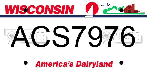 ACS7976 Wisconsin License Plate