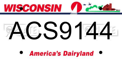 ACS9144 Wisconsin License Plate