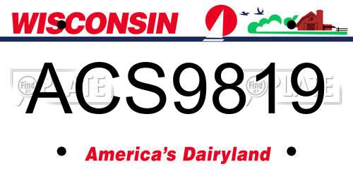 ACS9819 Wisconsin License Plate