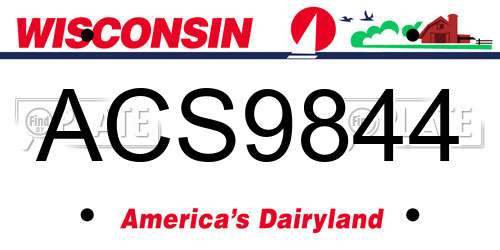 ACS9844 Wisconsin License Plate