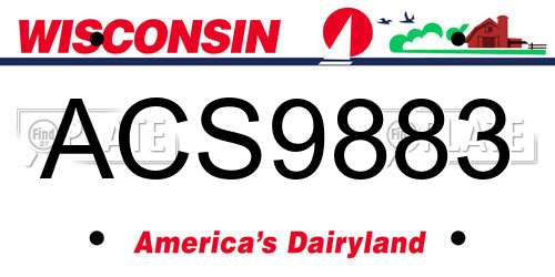 ACS9883 Wisconsin License Plate