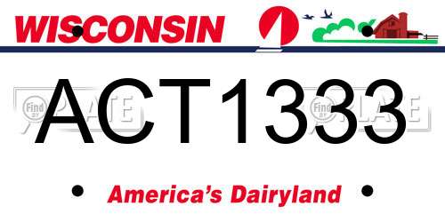 ACT1333 Wisconsin License Plate