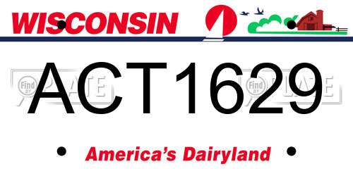 ACT1629 Wisconsin License Plate