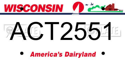 ACT2551 Wisconsin License Plate