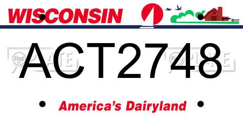 ACT2748 Wisconsin License Plate