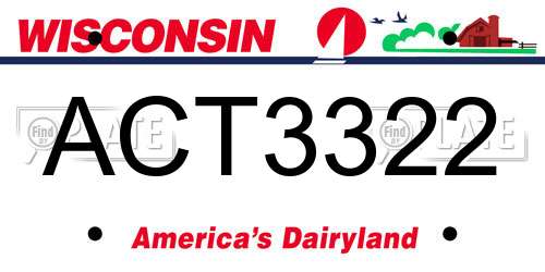 ACT3322 Wisconsin License Plate