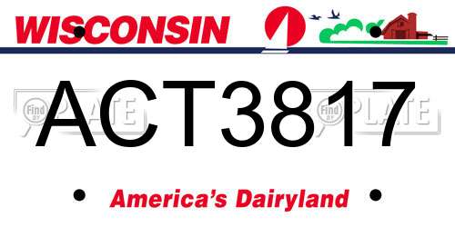 ACT3817 Wisconsin License Plate