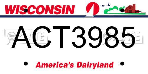 ACT3985 Wisconsin License Plate