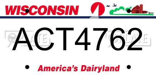 ACT4762 Wisconsin License Plate