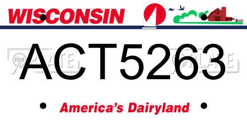 ACT5263 Wisconsin License Plate