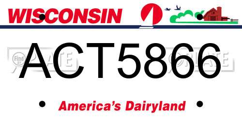 ACT5866 Wisconsin License Plate